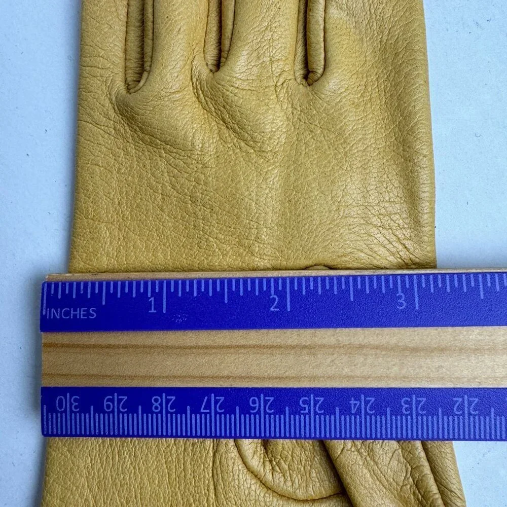 Vintage Leather Yellow Gloves Size 6.5 Wickmans